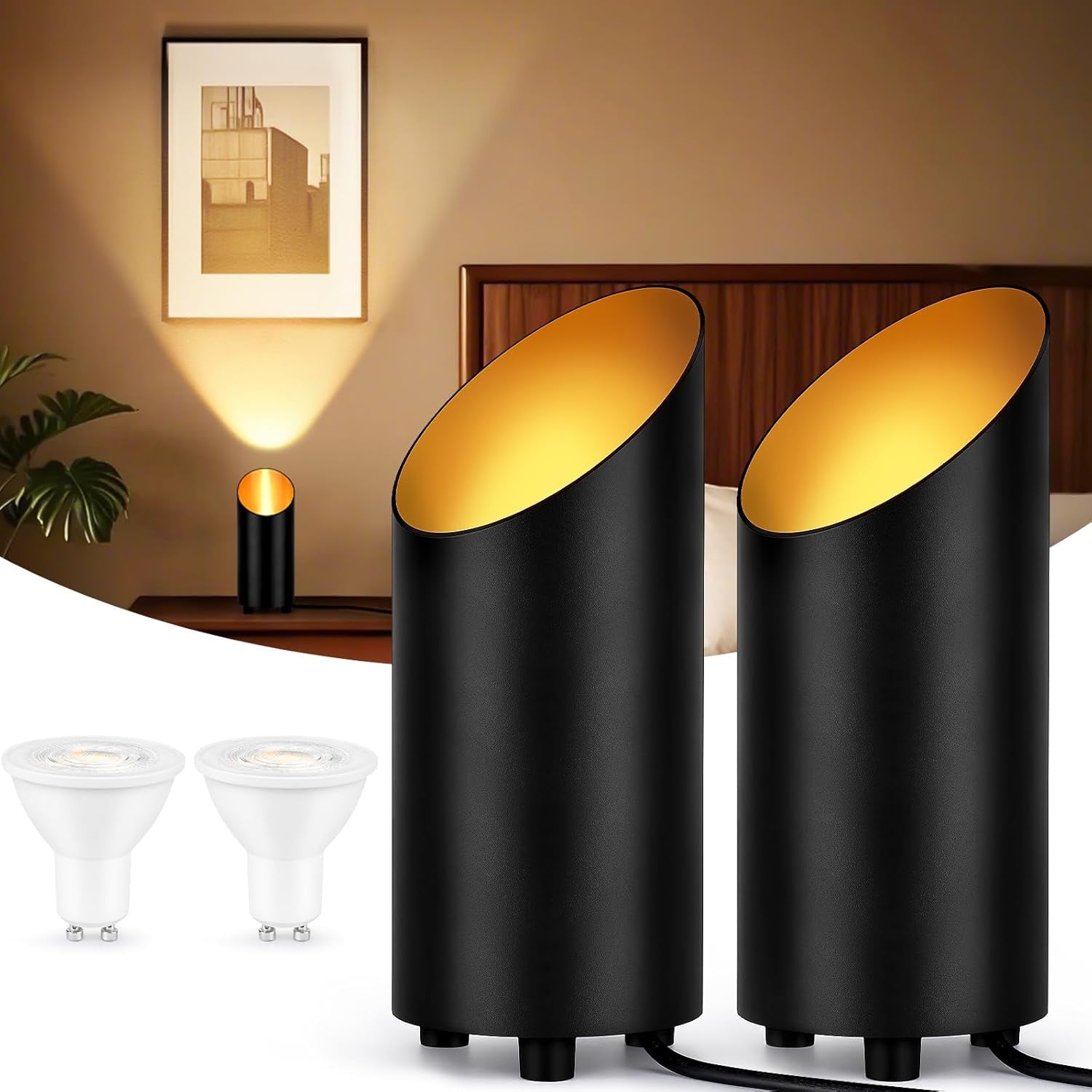 LED Uplight Floor Lamp Set of 2 IP44 2700K Warm White GU10 Indoor