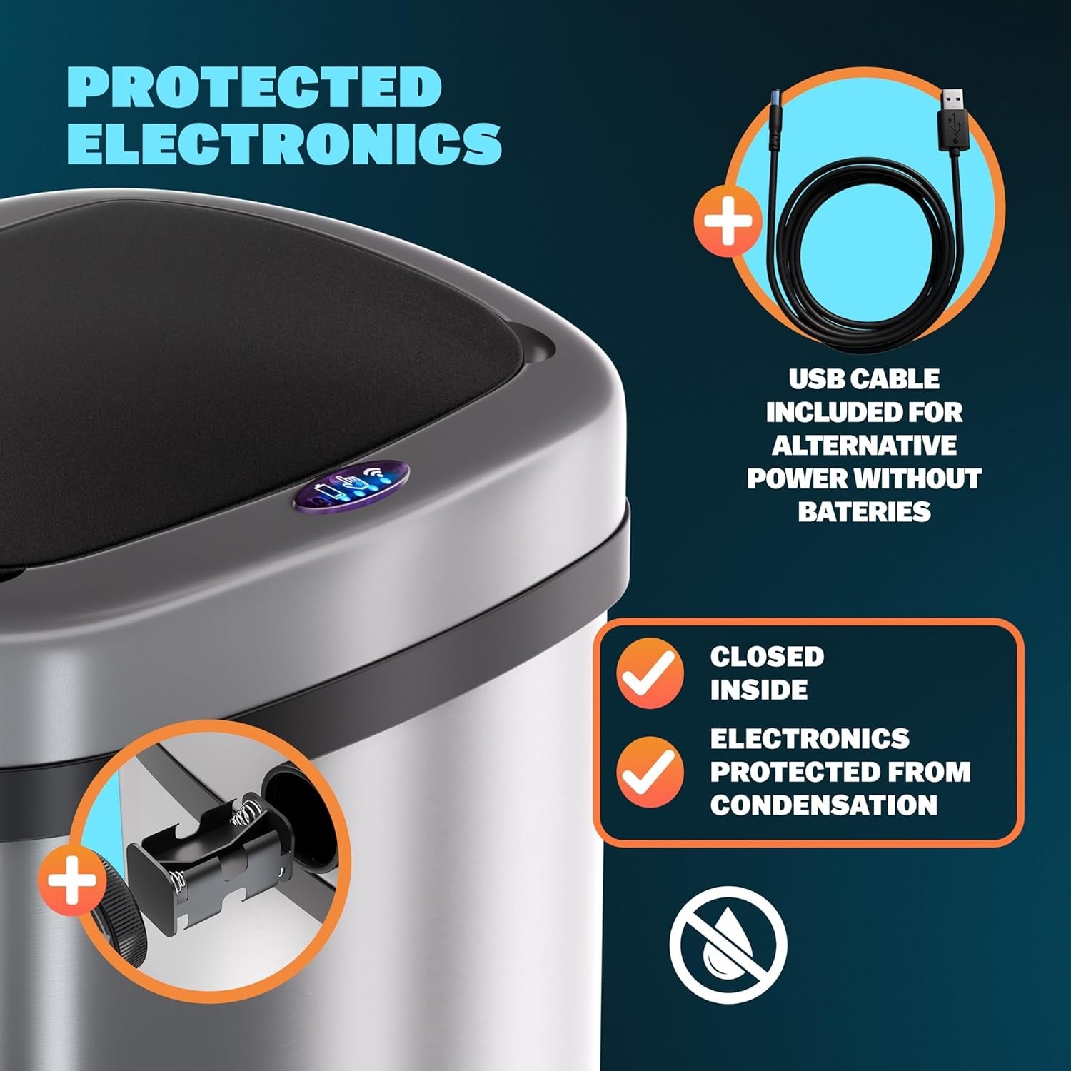 58L Automatic Sensor Bin Stainless Steel Soft Close