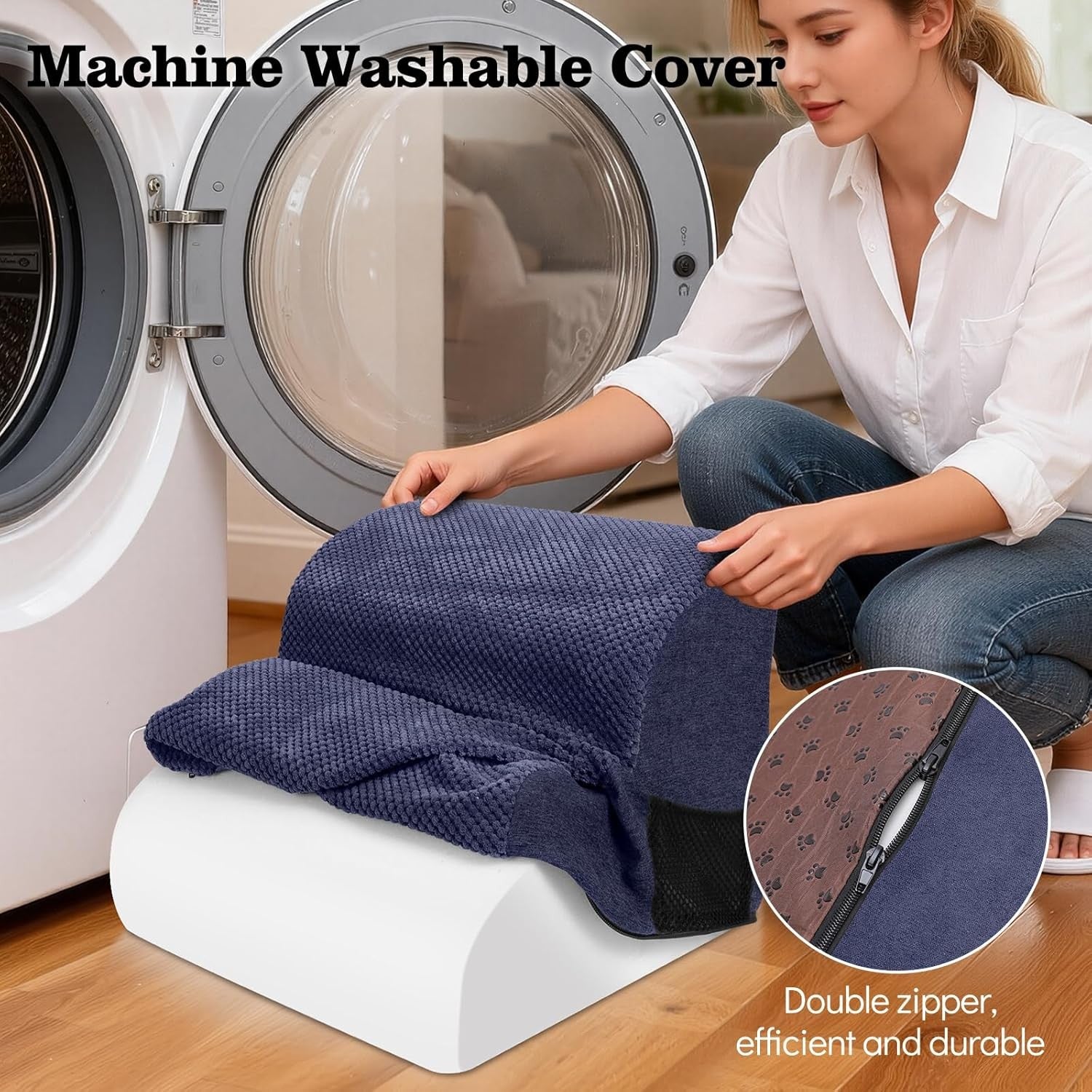 2 Step Dog Ramp for Sofa Bed Non Slip Washable Blue 40x40x30cm