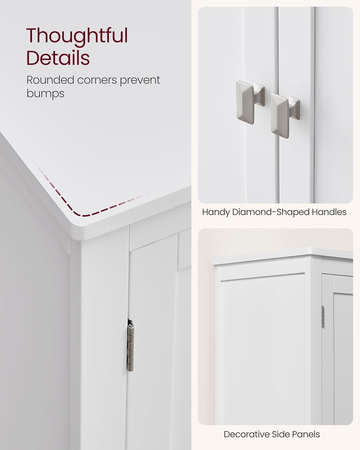 Tall White Bathroom Storage Cabinet with 4 Doors & Adjustable Shelves – Modern