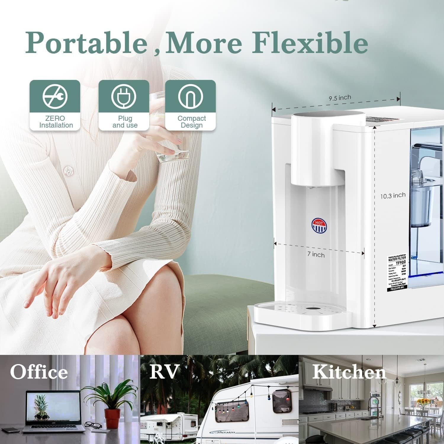 Instant Hot Water Dispenser Filter 3.2L Touch Control 5 Temp Safety Lock