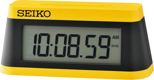 Yellow Black Digital Alarm Clock Large LCD Display Bedside Desk Timer