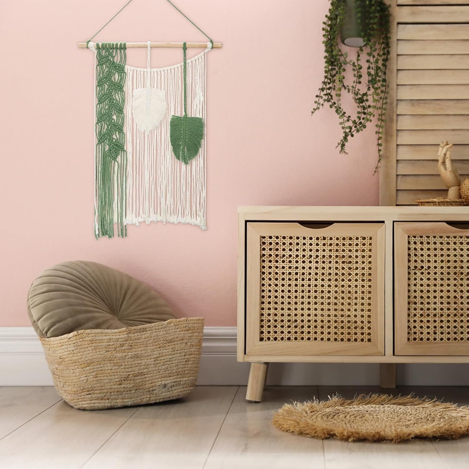 Leaf Macrame Wall Hanging Boho Woven Home Decor 40.5x54cm