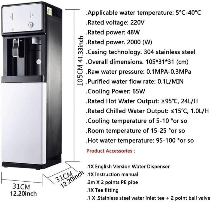 Water Cooler Freestanding Hot Cold Ice Mains Fed Office Home Dispenser