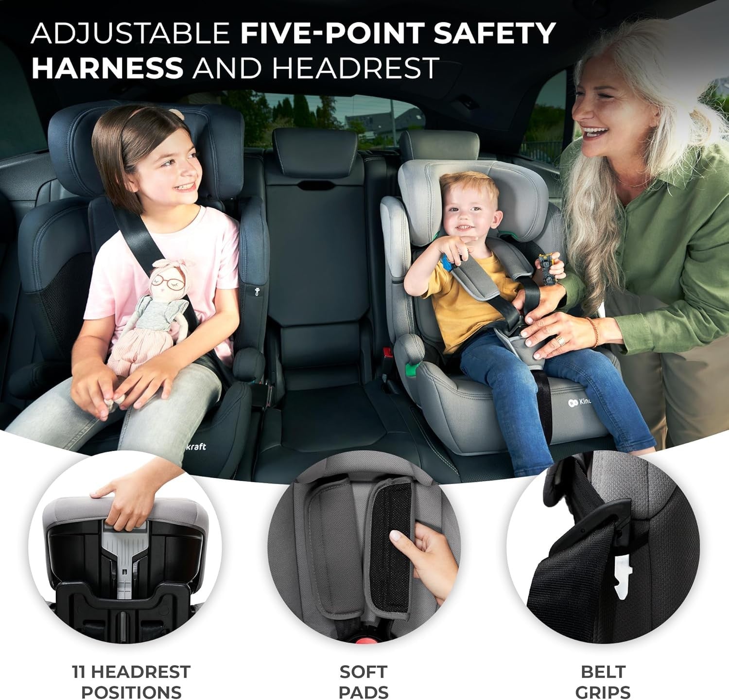 i-Size R129 Group 1/2/3 Child Car 5-Point Harness 76–150cm