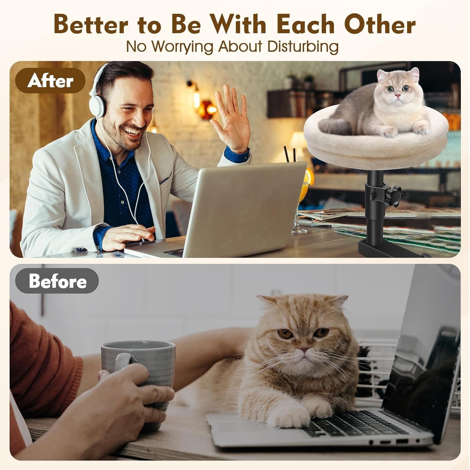 Adjustable Desk Cat Bed Rotating Cat Hammock Clamp On Pet Perch