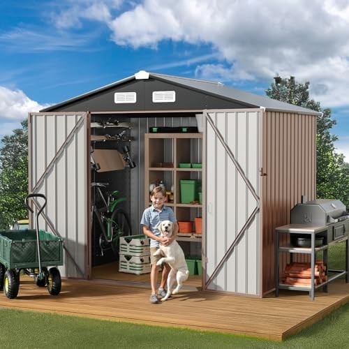 7.7x5FT Metal Garden Shed Waterproof Outdoor Storage House for Tools & Bikes