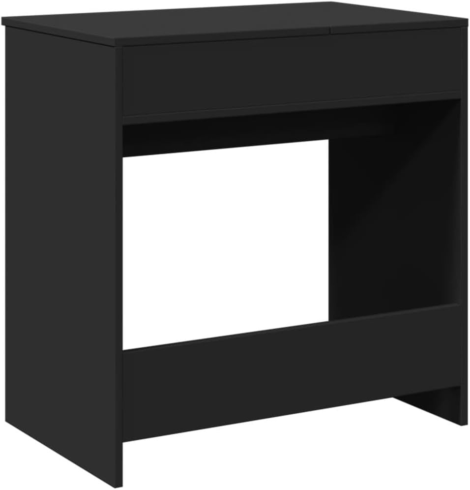 Modern Black Dressing Table Makeup Vanity Desk Storage Drawer Mirror Set