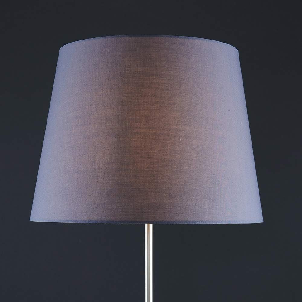 Modern Chrome Floor Lamp Large Grey Shade Standing Light LED Bulb Included