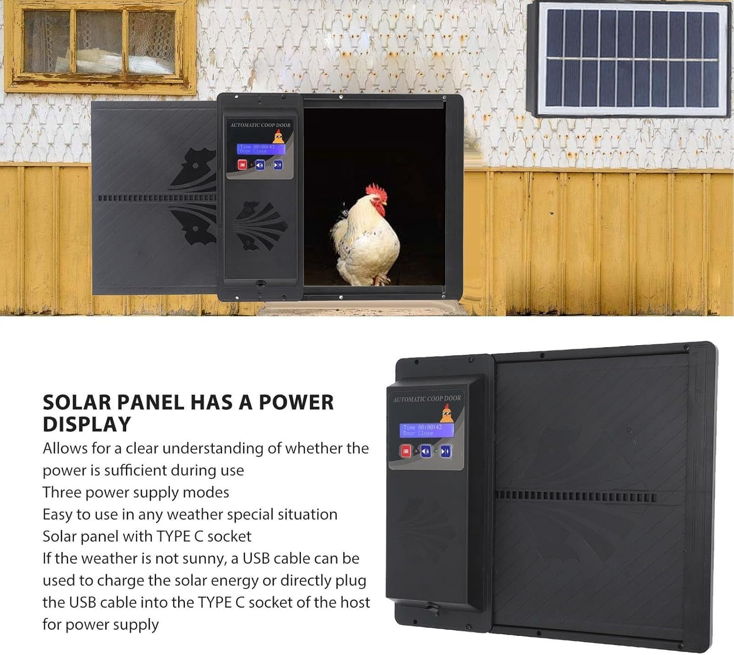 Automatic Chicken Coop Door Timer USB Horizontal Opener