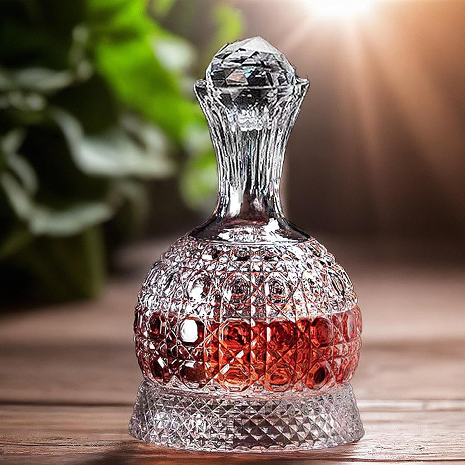 Luxury 1.5L Crystal Wine Decanter 360° Rotating Aerator Relief-Cut Design