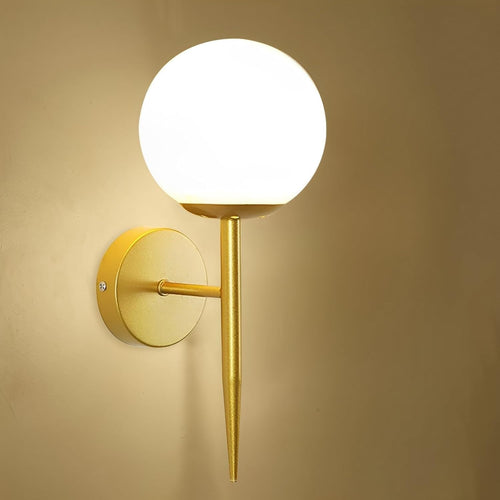 Adjustable Gold LED Wall Light with Glass Shade for Bedroom & Hallway