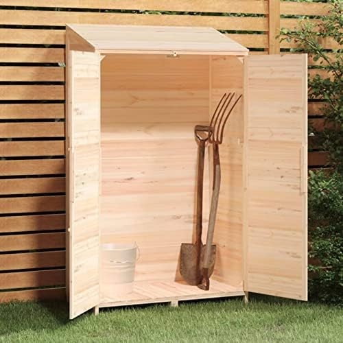 Large Solid Fir Wood Garden Shed 102x52x174.5cm Natural Outdoor Storage