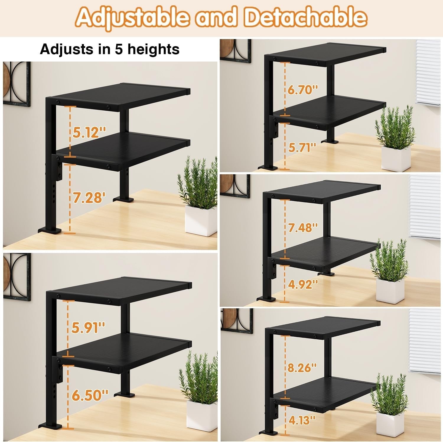 Clamp-On 2-Tier Adjustable Desk Shelf, 12.9" Storage Rack for Office