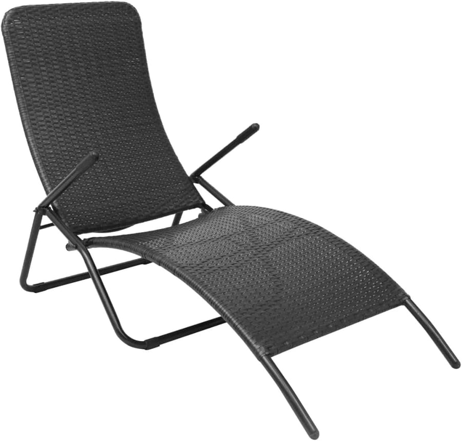 Rattan Folding Sun Lounger Chair Outdoor Patio Bed – Space Saving & Durable