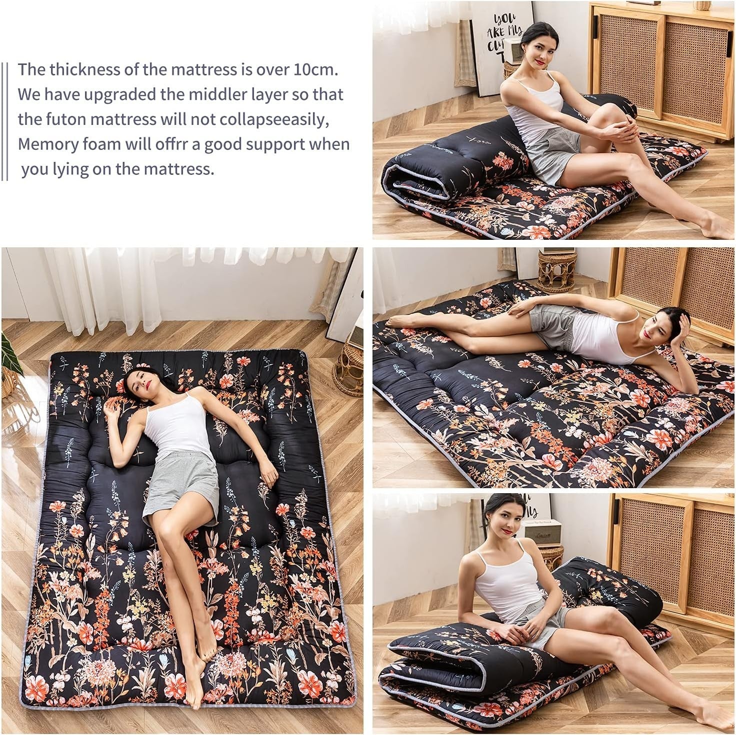 Japanese Floor Mattress Futon King Size Thick Tatami Pad Foldable Sleeping Mat