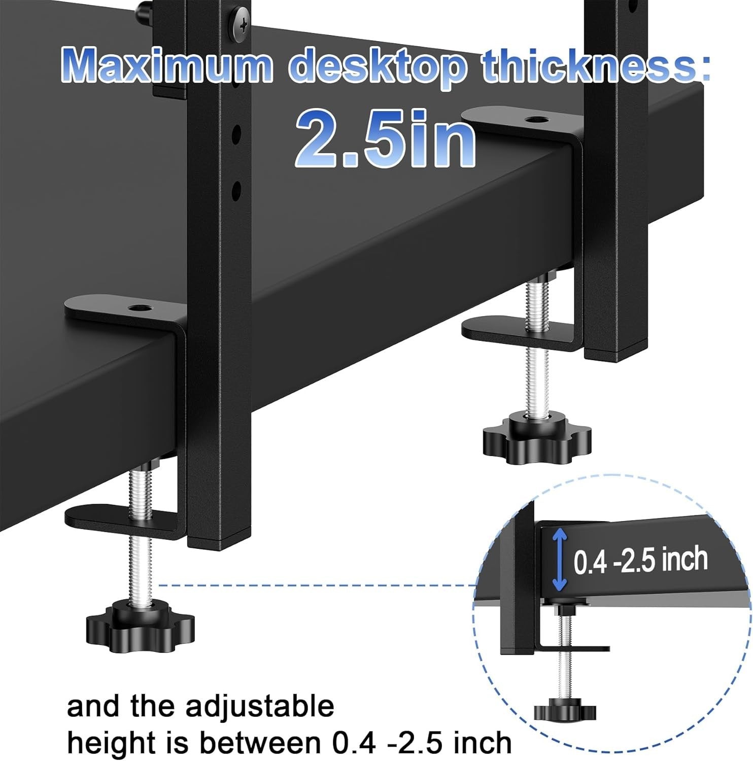 Clamp-On Desk Shelf 2-Tier Adjustable Desktop Organizer Storage Rack Black