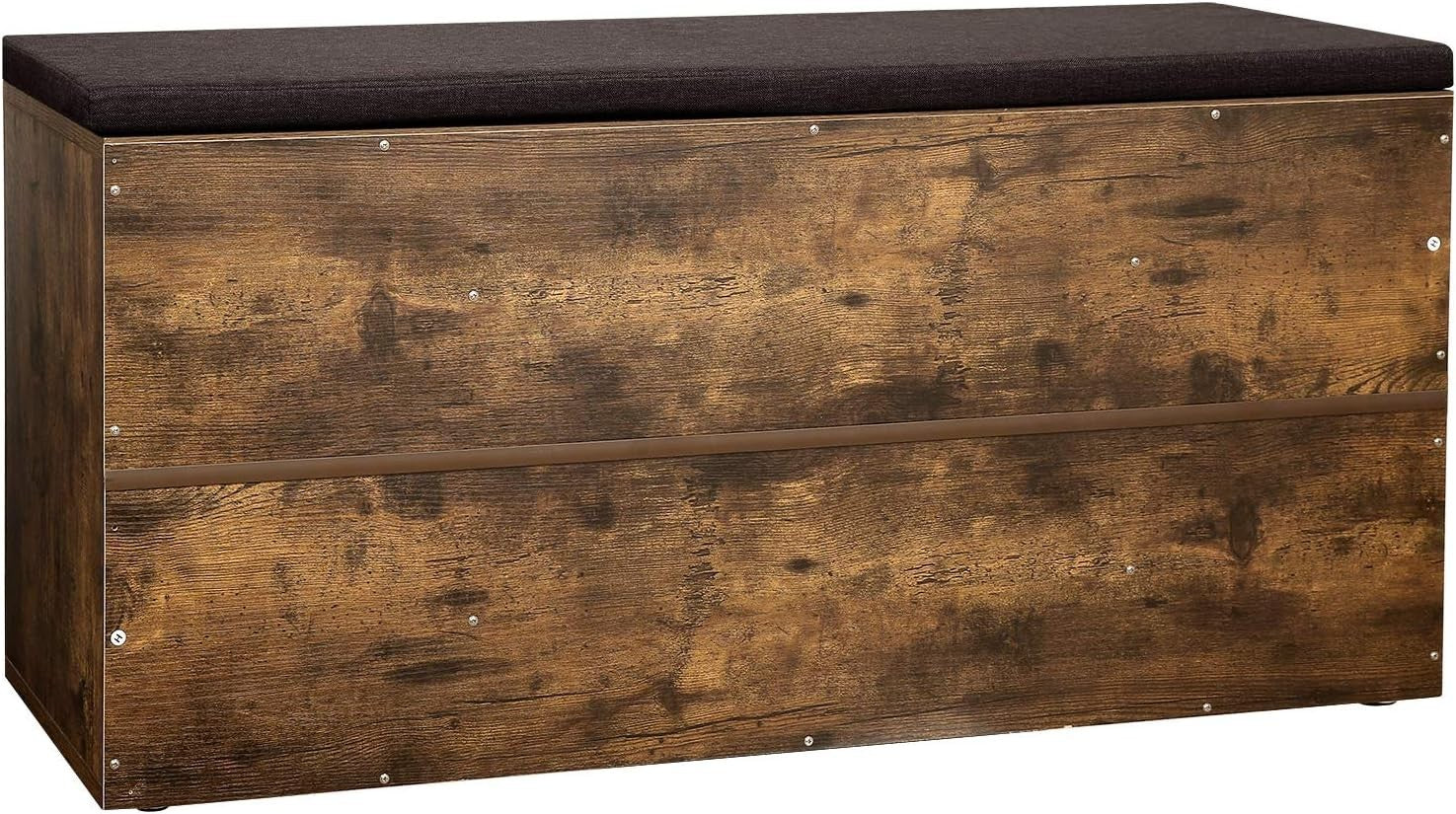 Rustic Shoe Bench with Cushion 10 Compartment Storage Rack 104x30x48cm