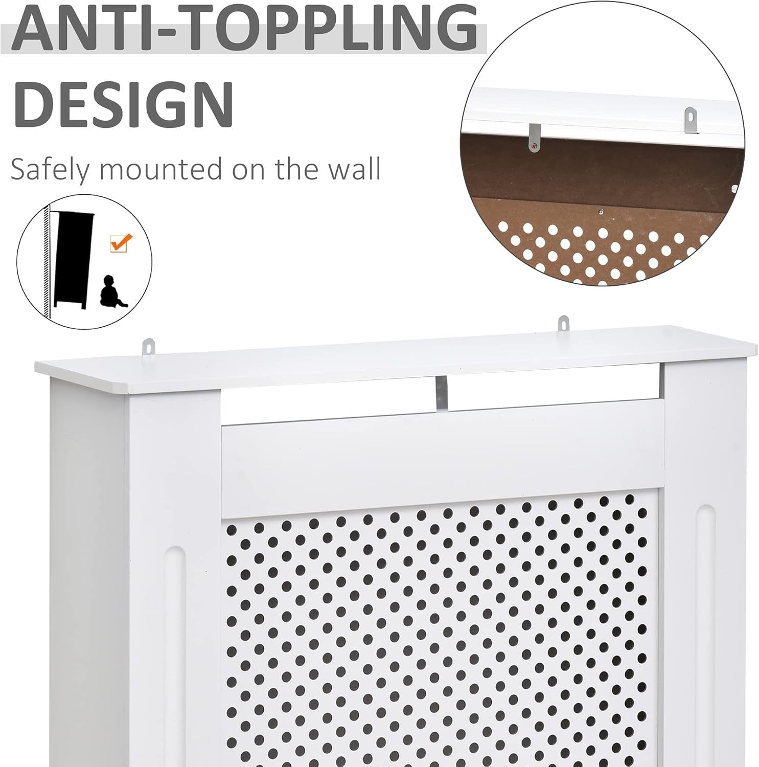 White Radiator Cover Small Modern Wood Cabinet Grill Design 78x19x82cm