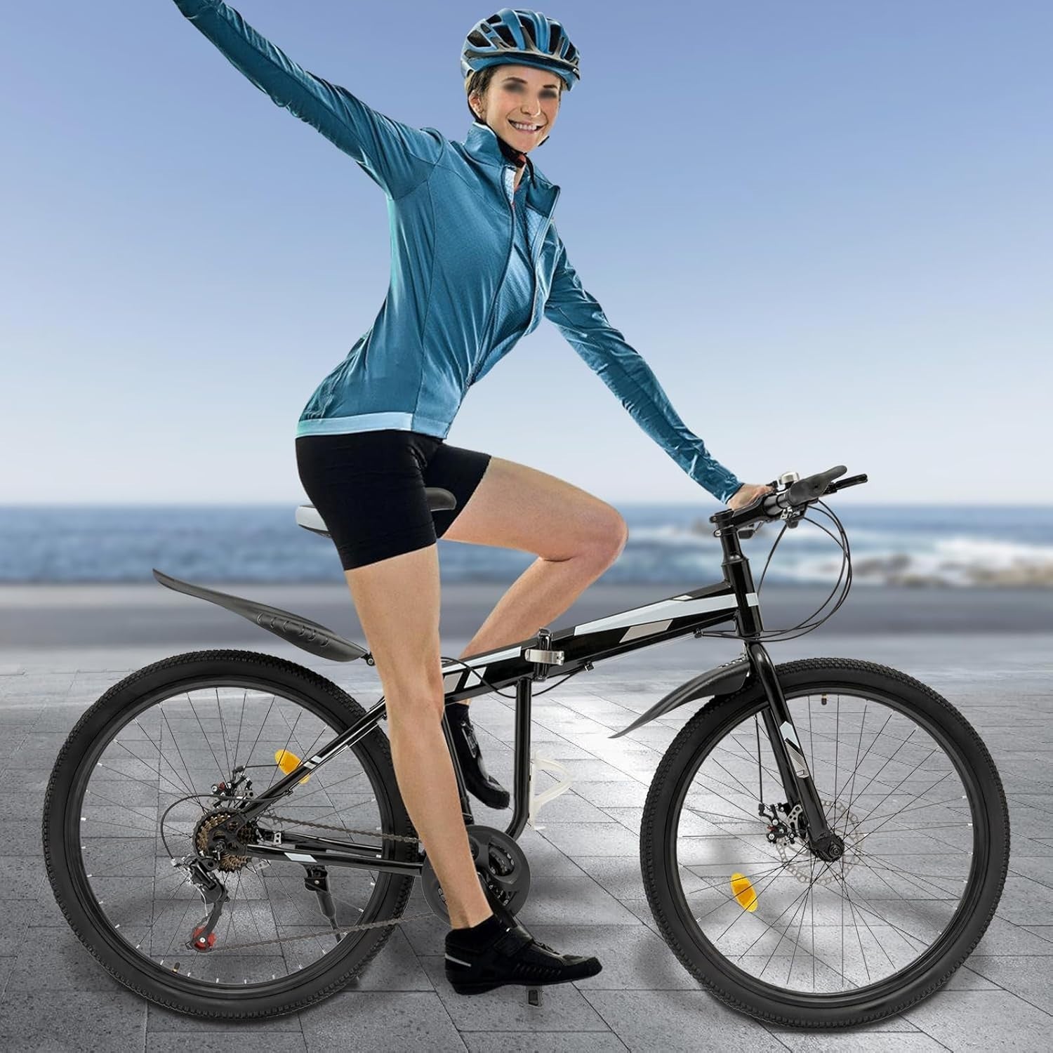 Folding 26" Mountain Bike 21-Speed MTB Disc Brakes Adult Off-Road Cycle