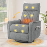 Swivel Rocking Recliner Chair Massage Heat 135° Recline Footrest Pockets
