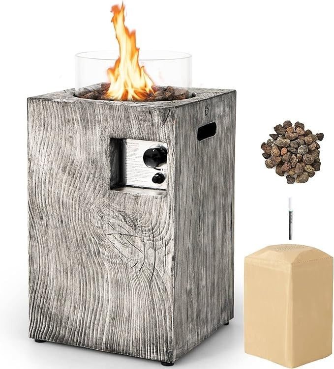 Outdoor Gas Patio Heater 30000BTU Portable Propane Fireplace w/ Cover Guard