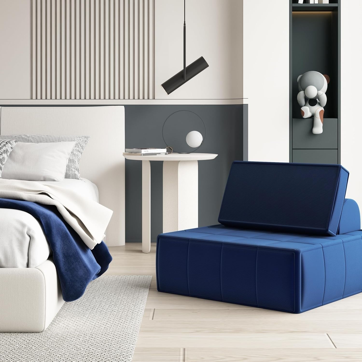Modular Corduroy Sofa Bed 2-Seater | Deep Seat Sleeper for Small Spaces
