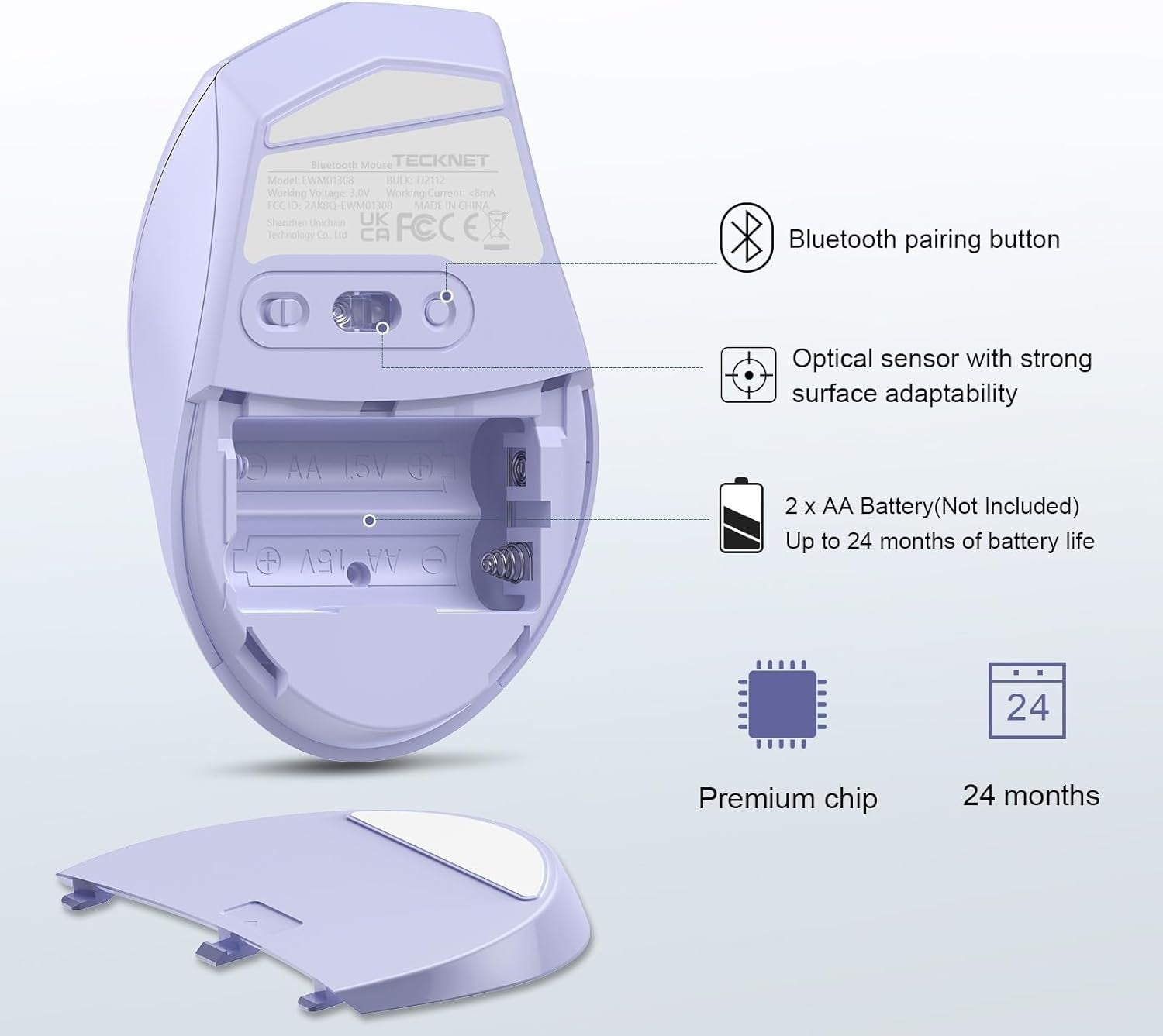 Silent Bluetooth Mouse 4800 DPI Ergonomic Cordless Laptop PC Office Travel