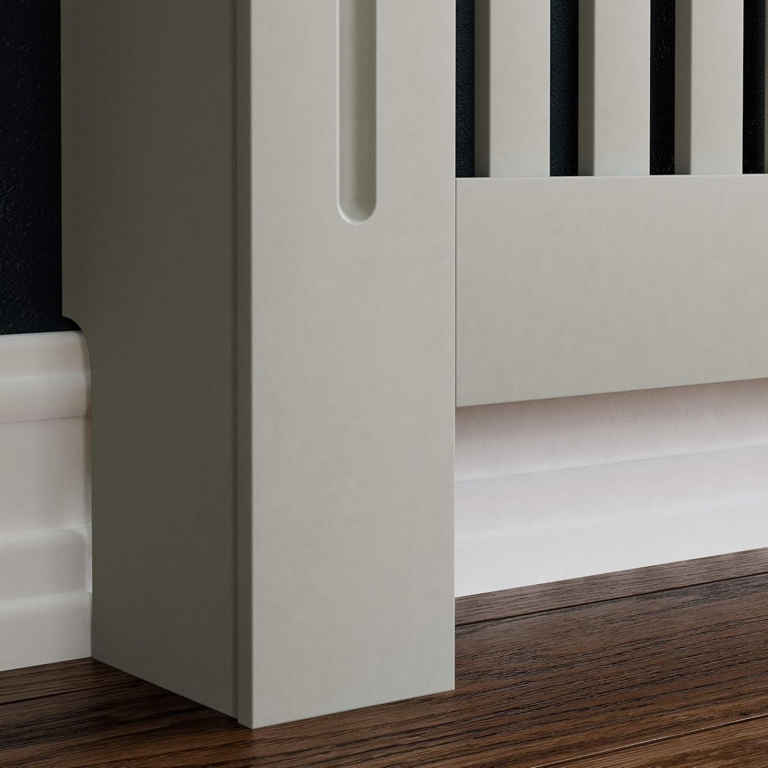 Extra Large Olive Grey Radiator Cover Cabinet MDF Slatted With Wooden Shelf