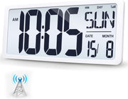 Large Atomic Digital Wall Clock 18.5'' Backlit Date Temperature Battery