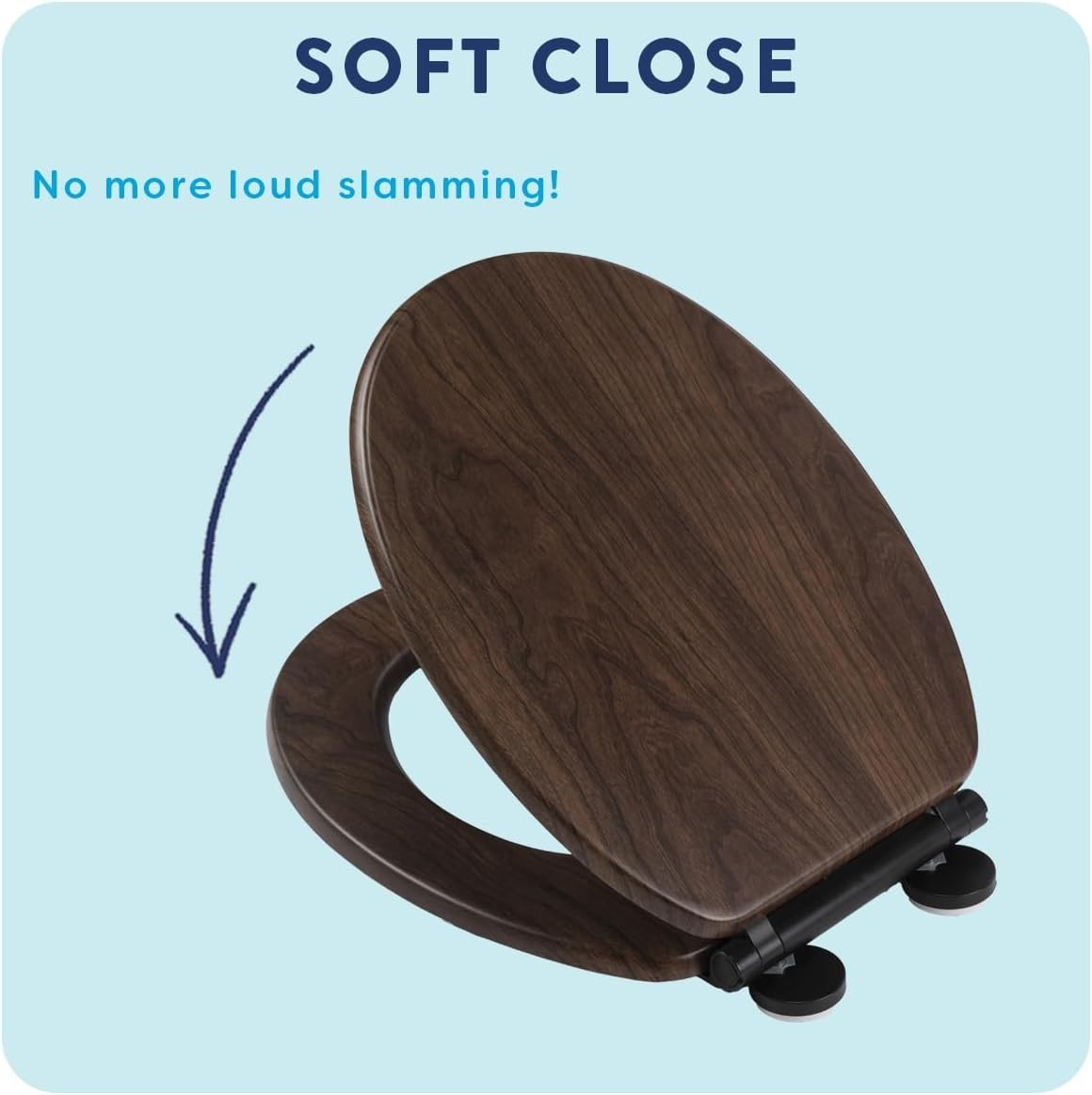 Walnut Wooden Toilet Seat Soft Close Quick Release Antibacterial Durable