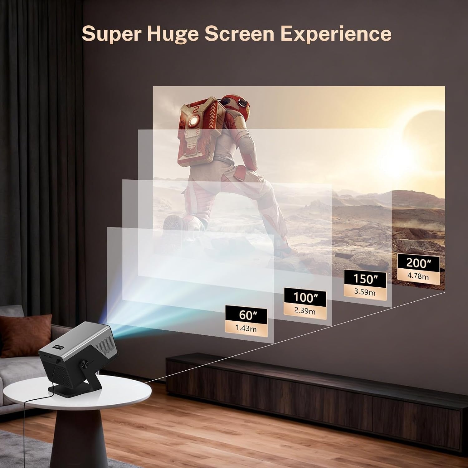 8K Smart Projector 2000 ANSI 1080P Android 14 WiFi 6 Bluetooth
