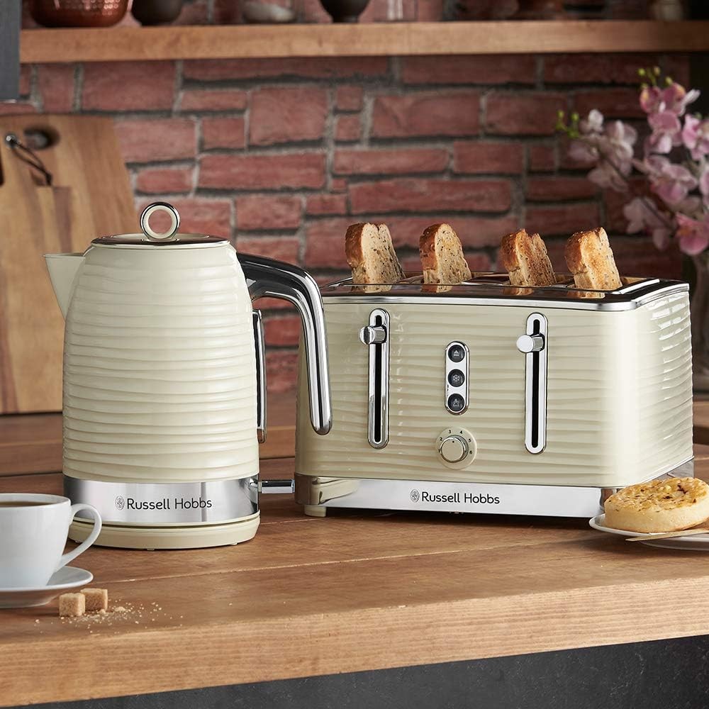 Russell Hobbs 17L Microwave 700W & 1.7L 3000W Fast Boil Kettle Cream