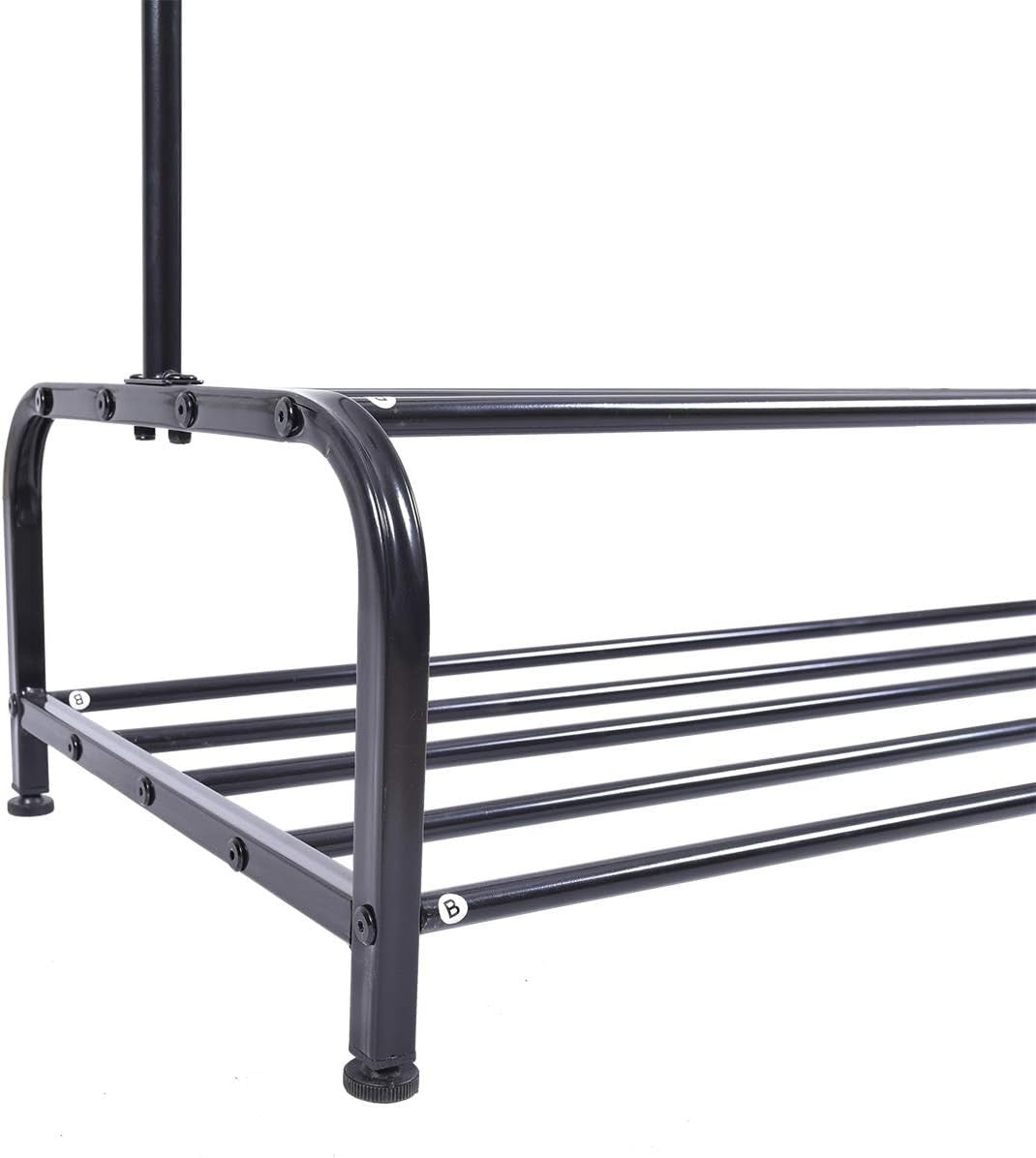 Heavy Duty Metal Clothes Rail 2 Tier Storage Rack Black T21