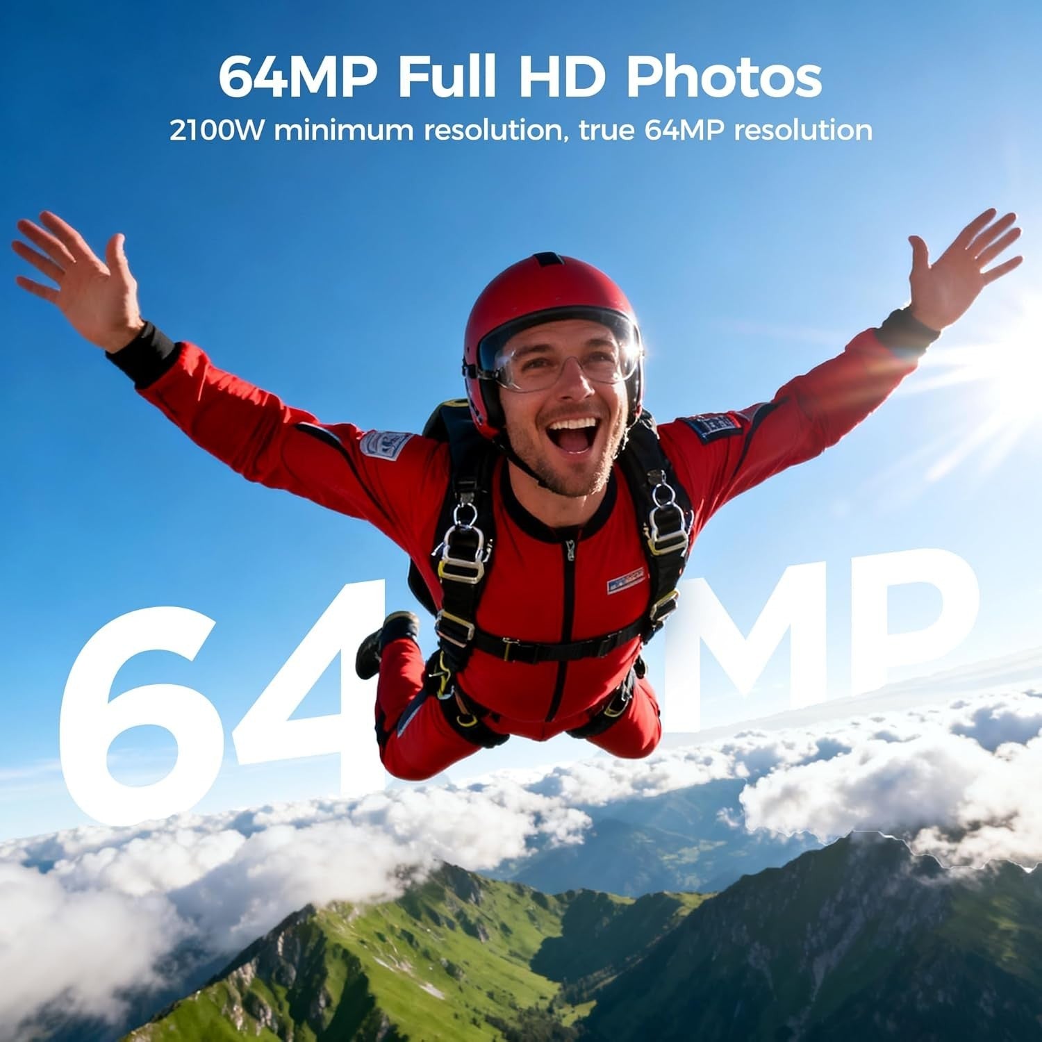 4K Digital Camera 64MP Vlogging Camera Flip Screen 16X Zoom Black