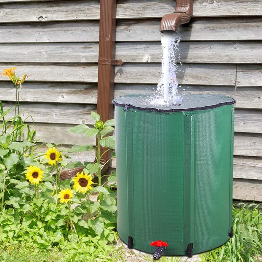 Collapsible 66 Gallon Portable Rain Barrel Water Butt with Tap & Filter Kit