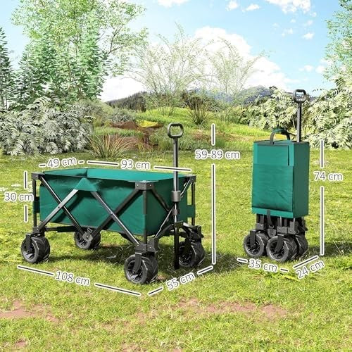 140L Folding Festival Trolley Cart Big Wheels Outdoor Garden Beach