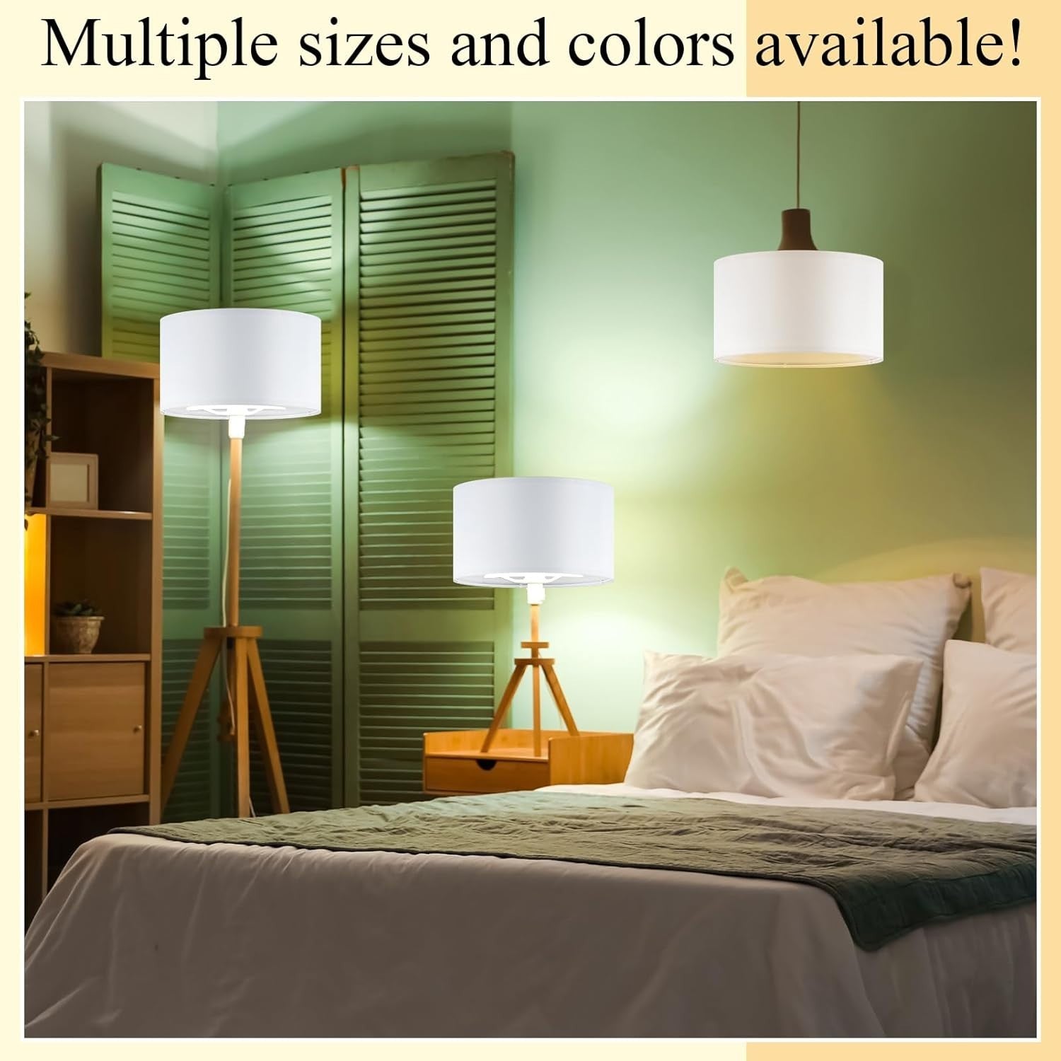 4× Beige Linen Lampshades w/ E27 to E14 Adapter Ring Rustic Drum Light