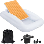 Inflatable Toddler Travel Bed 63” Kids Air Mattress with Safety Bumpers