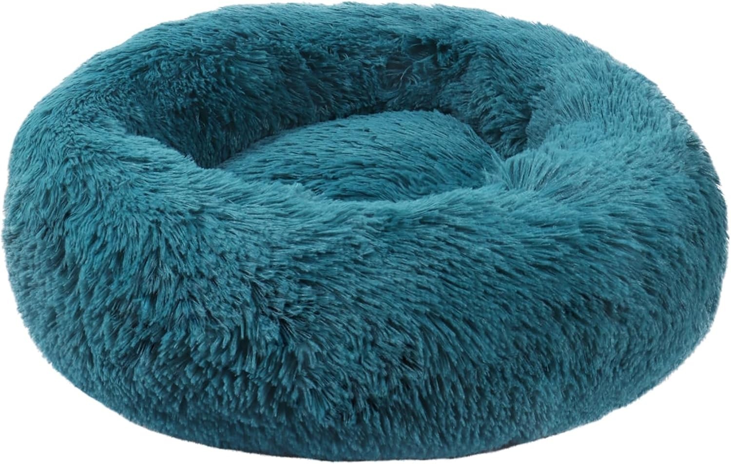 80cm Calming Donut Dog Bed Plush Washable Non Slip