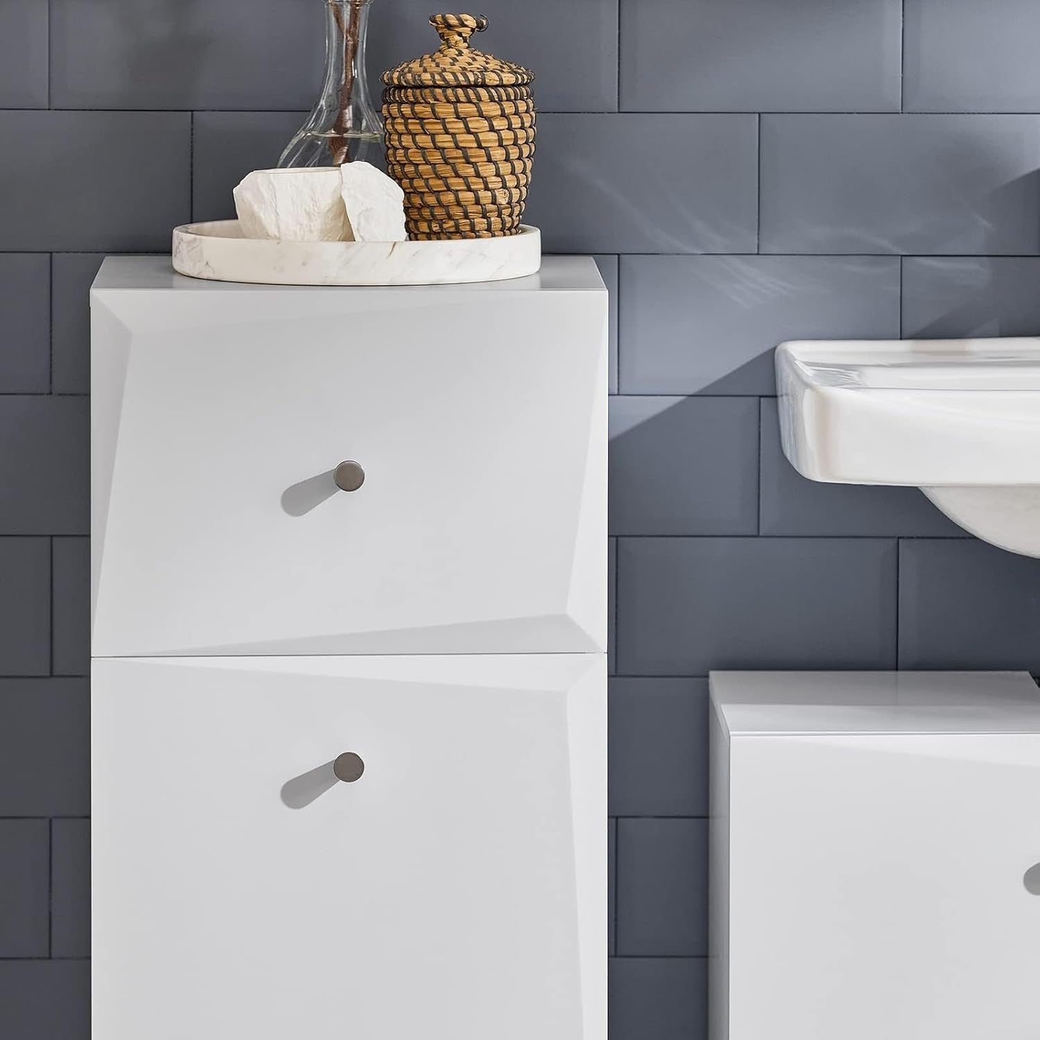 SoBuy Bathroom Cabinet with Laundry Basket – Laundry Cabinet with Drawer – Compa