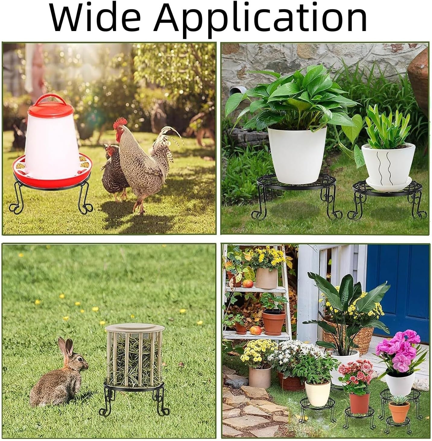 5 Pcs Metal Plant Stands Black Iron Flower Pot Holders Indoor Outdoor Garden