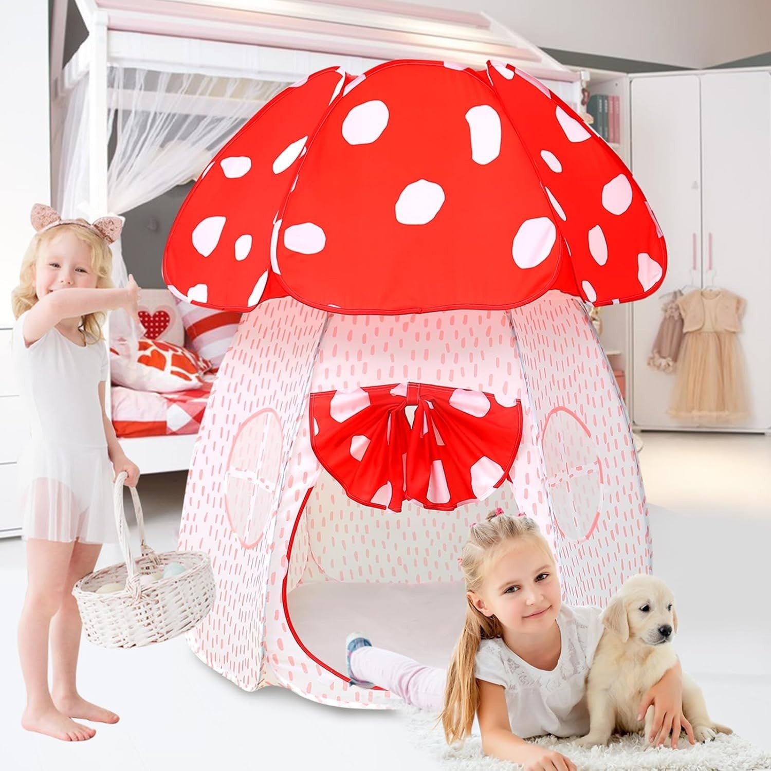 Kids Mushroom Play Tent Pop Up Indoor Outdoor Fairy Playhouse Gift