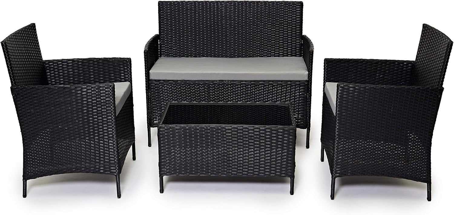 Rattan Garden Furniture Set 4 Seater Patio Sofa Table Outdoor Cushions
