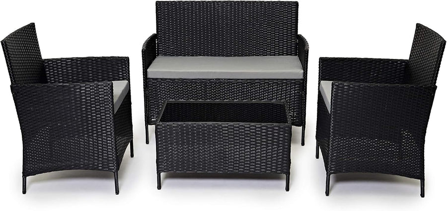 Rattan Garden Furniture Set 4 Seater Patio Sofa Table Outdoor Cushions