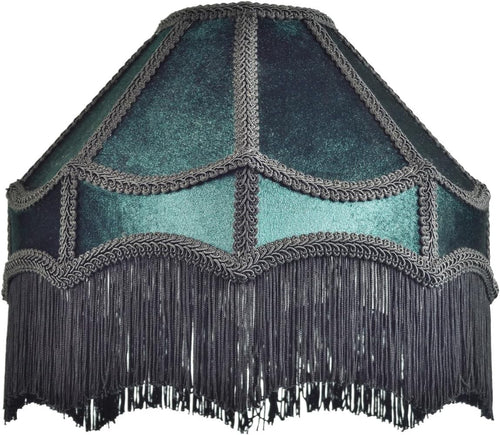 Victorian Empire Velvet Lampshade Emerald Green Tassel Pendant 30cm