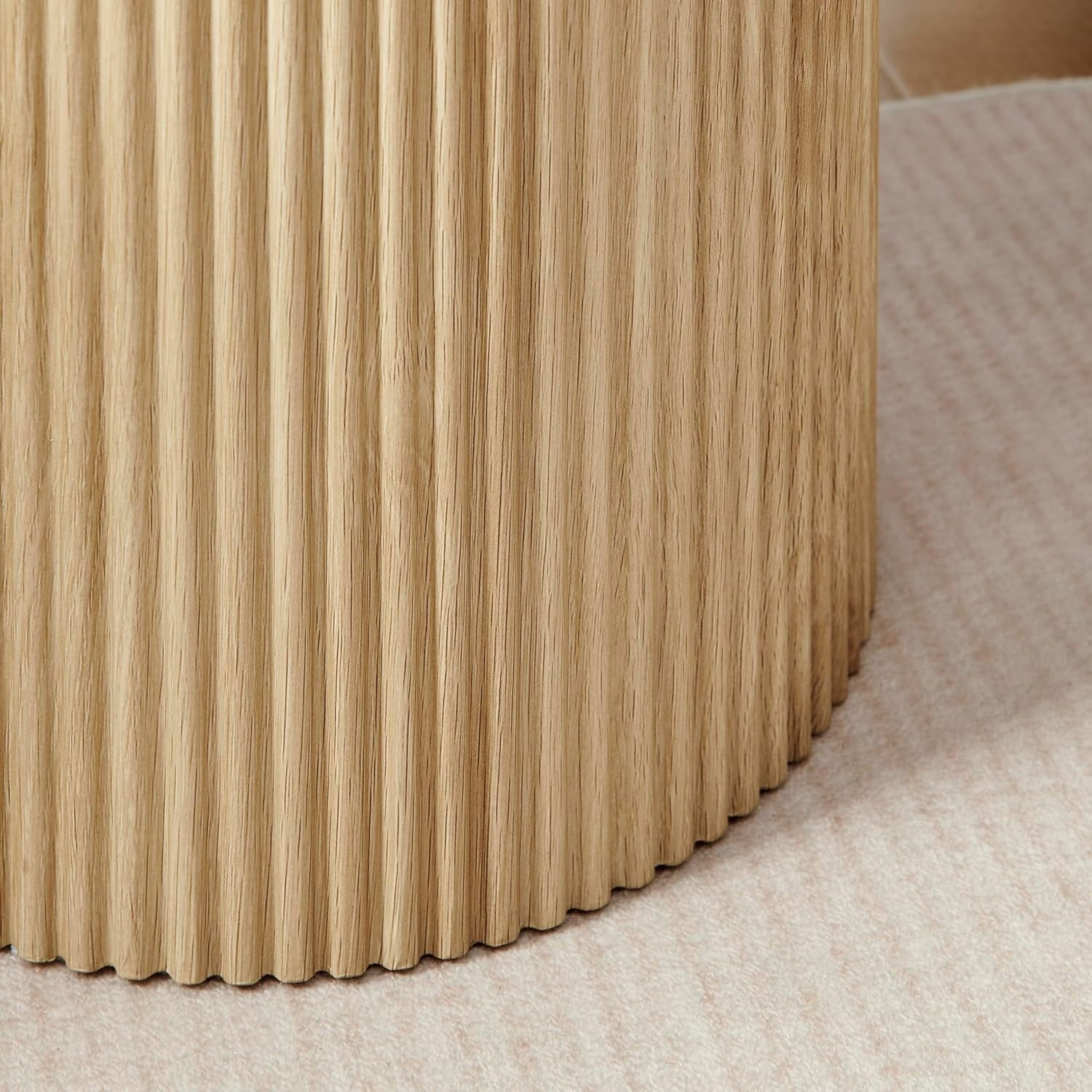 Modern Oak Round Side Table 60cm Pedestal End Table Scandinavian Minimalist