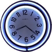 Neon Wall Clock Blue Glow Metal Quartz Modern Retro Living Room Decor