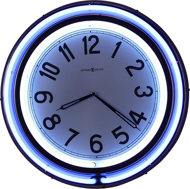 Neon Wall Clock Blue Glow Metal Quartz Modern Retro Living Room Decor