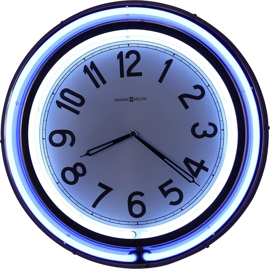 Neon Wall Clock Blue Glow Metal Quartz Modern Retro Living Room Decor